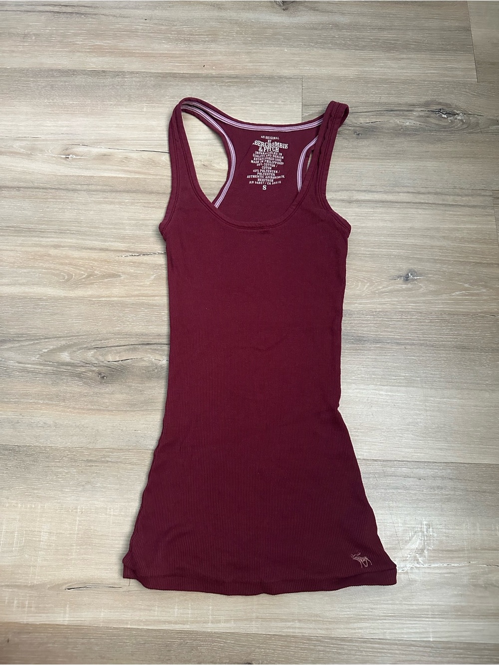 Abercrombie and Fitch Y2K Vintage 90s Ribbed Original Tank Top Red Burgundy